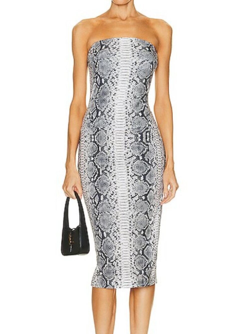 NORMA KAMALI NWT Python Snake Print Bandeau Strapless Midi Dress XL